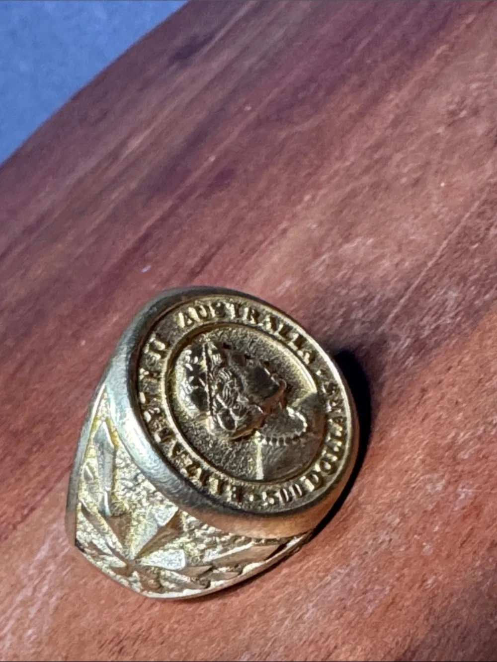 Men's Gold tone  Coin Signet Ring - Classic Profile Design